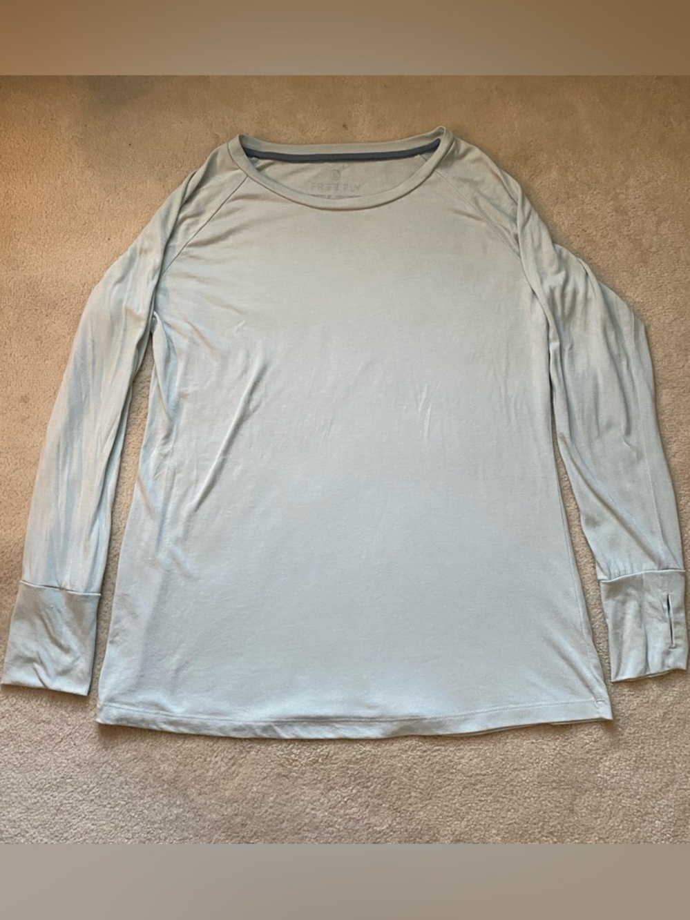 Free Fly Women’s Light Sage Long Sleeve Crew Neck Stretch Top Large